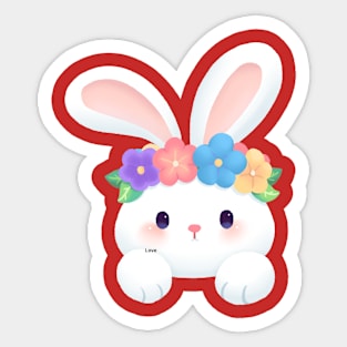 white rabbit illustration Sticker